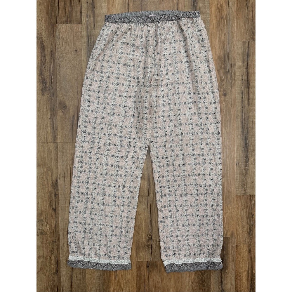 Monsoon 100% Silk Pajama Pants Women Small UK 10 EU 38 Floral Elastic Waist Slee